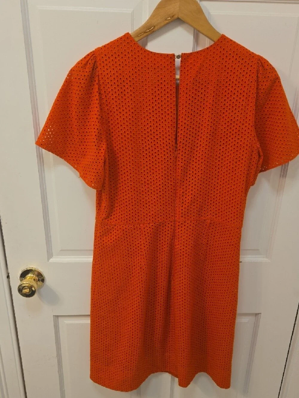 J. Crew Orange Eyelet Midi Dress